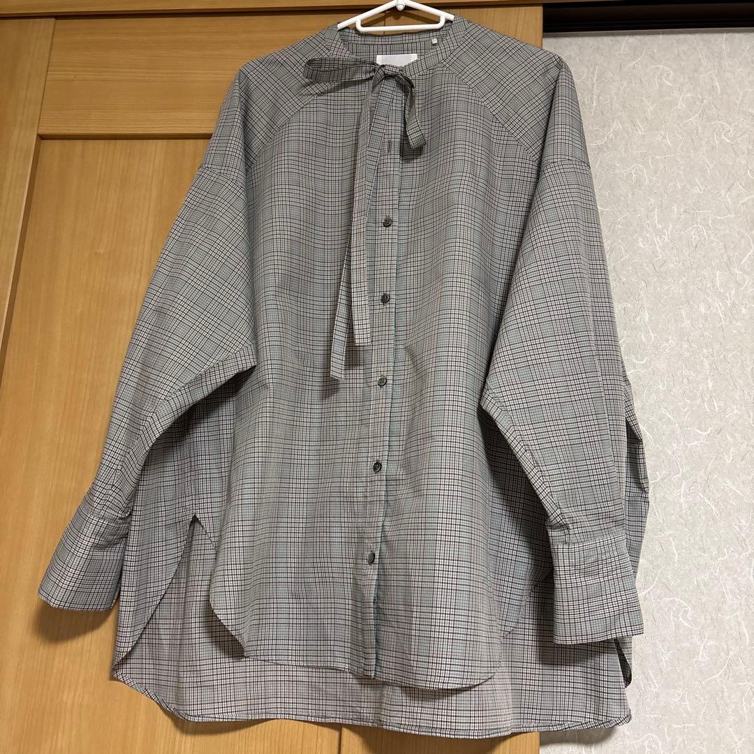 OHGA グレー系チェック リボン付き長袖シャツ グレンチェックリボンブラウス【AOKI公式通販】