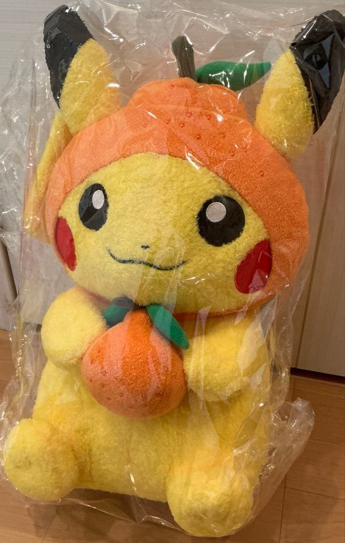 ポケモン big ピカチュウ ぬいぐるみ 韓国済州限定 チェジュ島　みかん