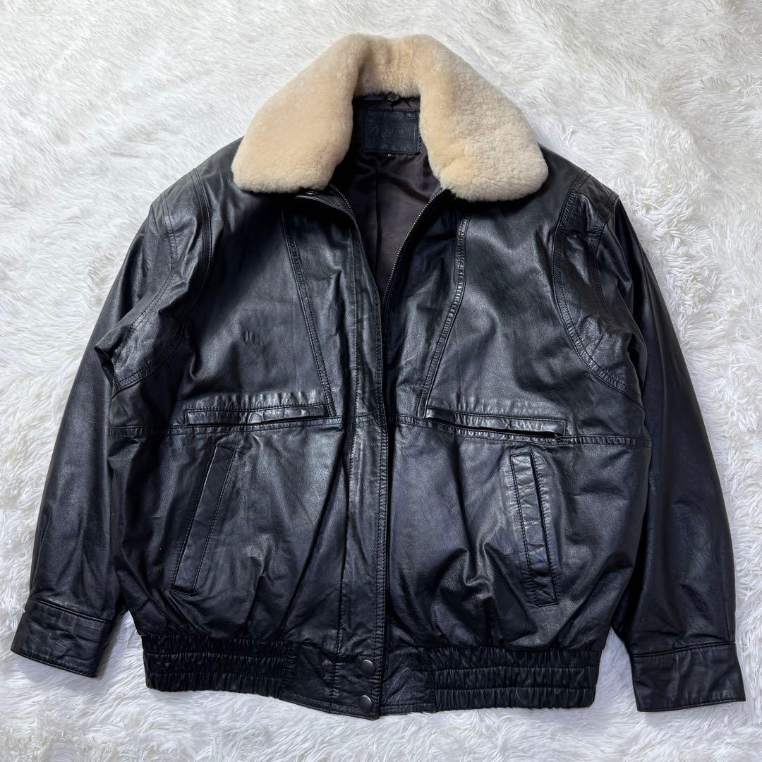 【極美品】90s G-1 ブラックレザー フライトジャケット F 襟ボア・牛革