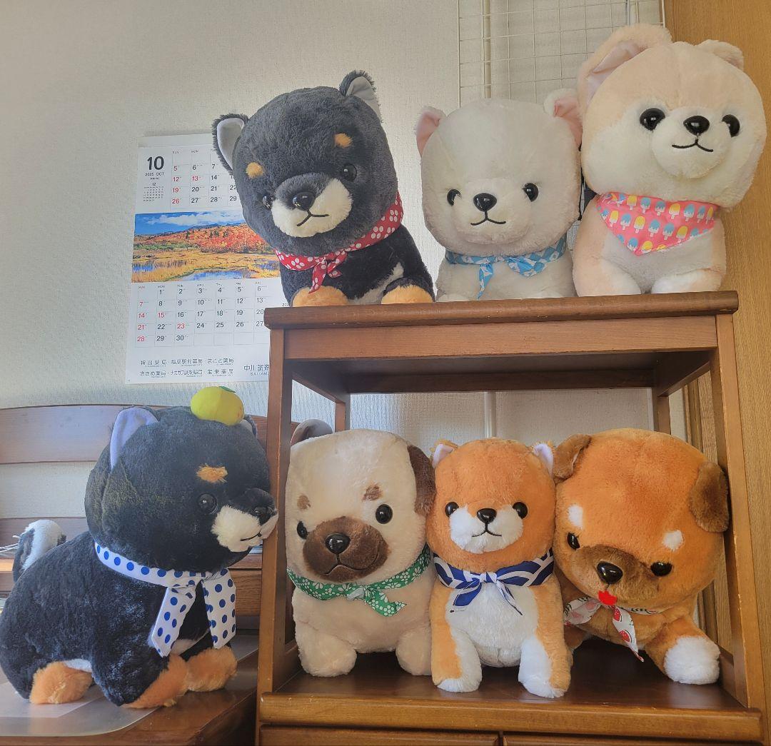 豆しば 三兄弟 BIG ぬいぐるみ ７体セット ≪7月の新商品≫まるたま豆しば三兄弟2☆アミューズプライズ-NEW ITEM