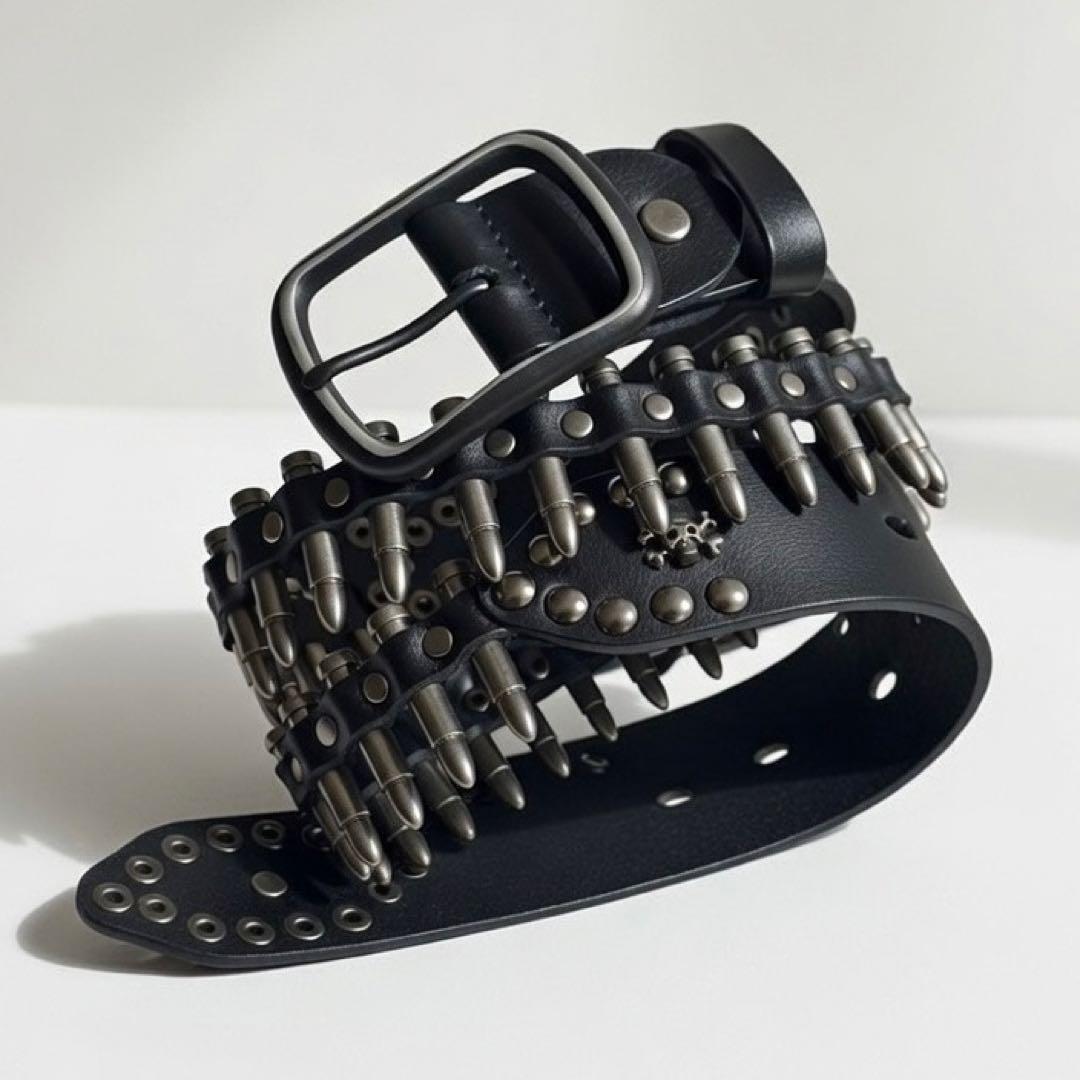 弾丸ベルト 平成初期 お兄系 パンク y2k グランジ 古着 黒 wb89-6
