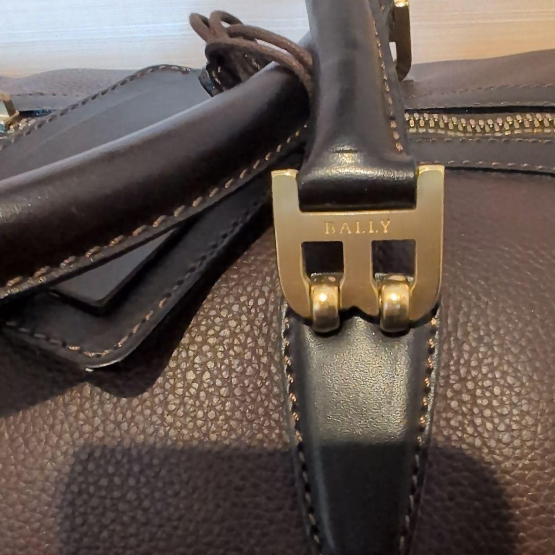 美品】BALLY バリー ダークブラウン ボストンバッグ 2WAY シボ革