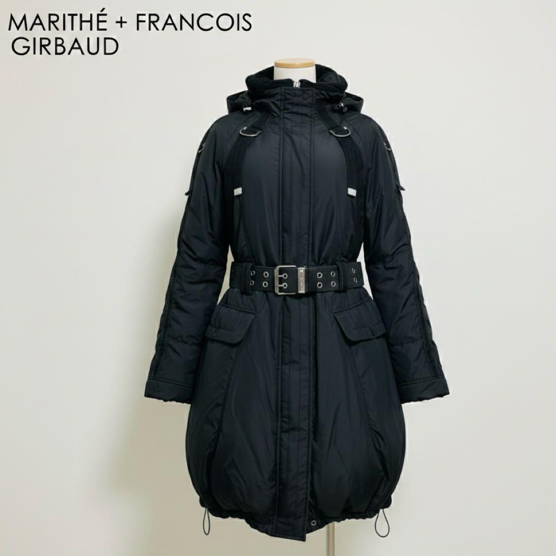 マリテフランソワジルボー ベルト付ロングダウンジャケット M Y2K フード収納