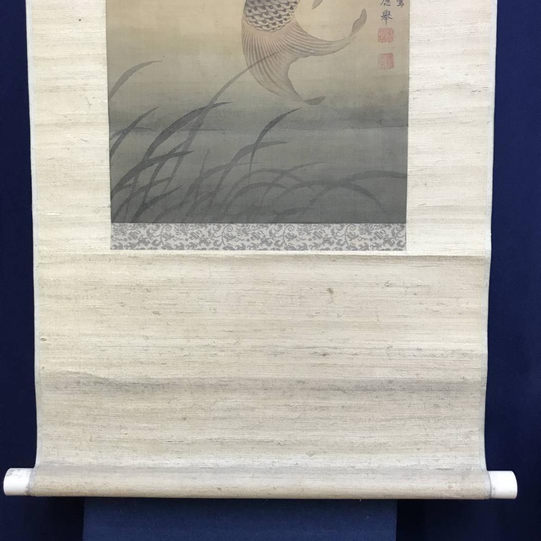 円山応挙/圓山應擧/跳鯉図/コイ図/鯉図/掛軸/名家伝来/AD-768 - メルカリ