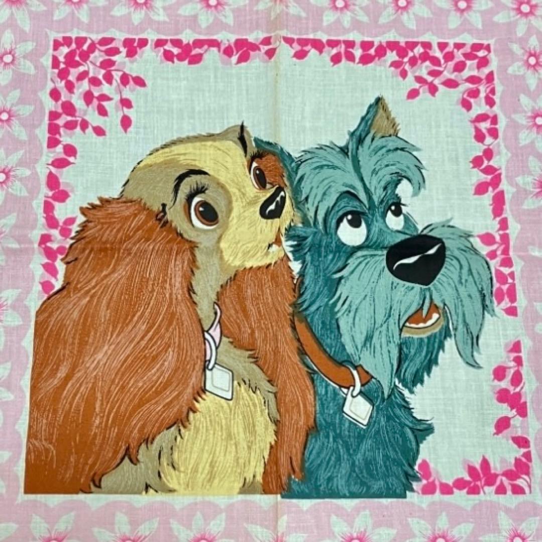 わんわん物語　レディ　ジョック　ヴィンテージ　ハンカチ　MCMLIX 花柄