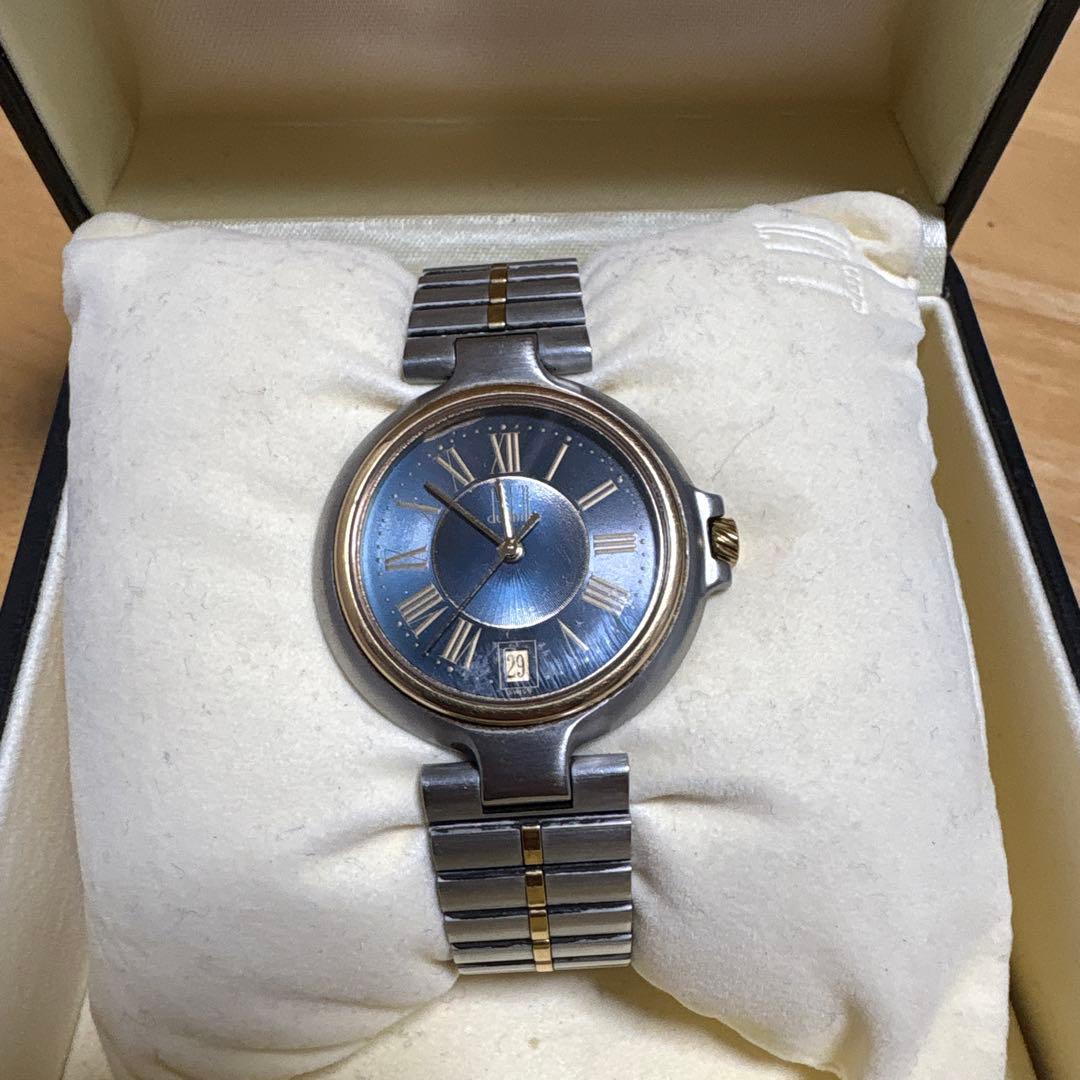 dunhill ステンレススチール 時計 ネイビー ゴールド
