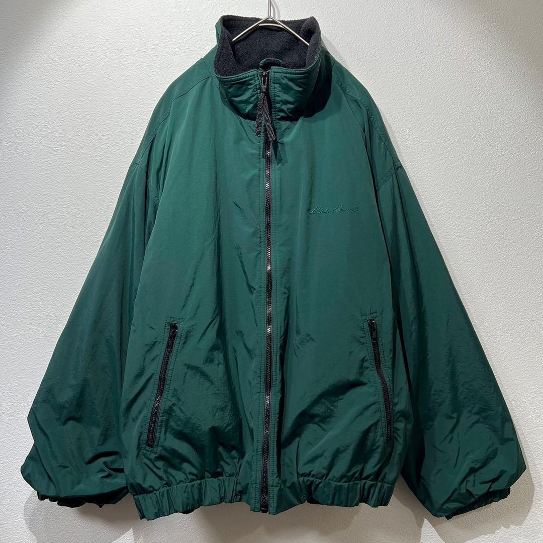希少】90s エディーバウアー ナイロン ジップジャケット グリーン緑 L