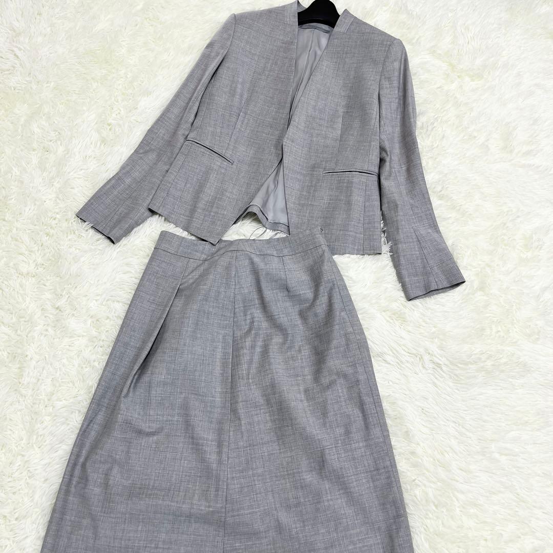 美品 Theory luxe スカートスーツセットアップ ノーカラー グレー