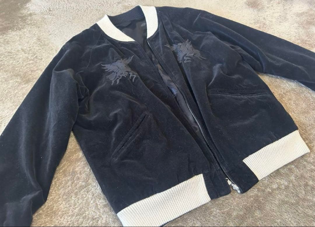 monkeytime美品　ベロアスカジャン黒ブラックモンキータイム