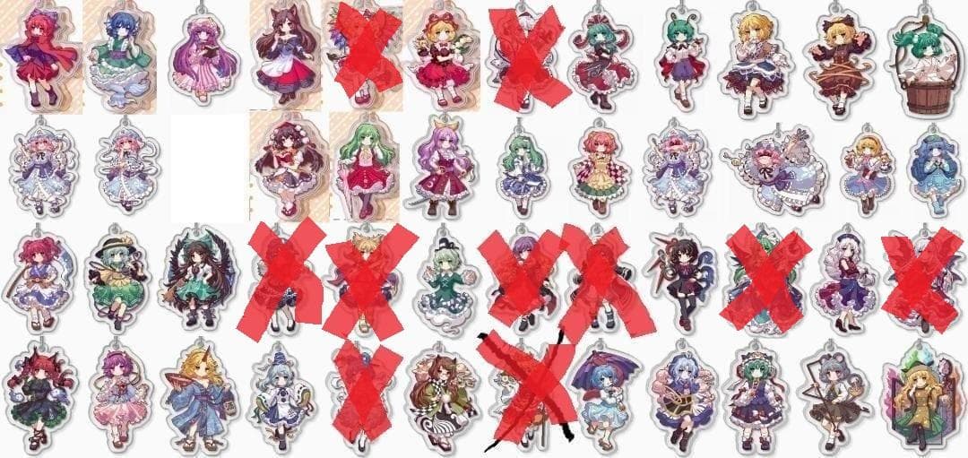 東方プロジェクト アクリルキーホルダー 43個 小傘 一輪 魂魄妖夢 幽々子