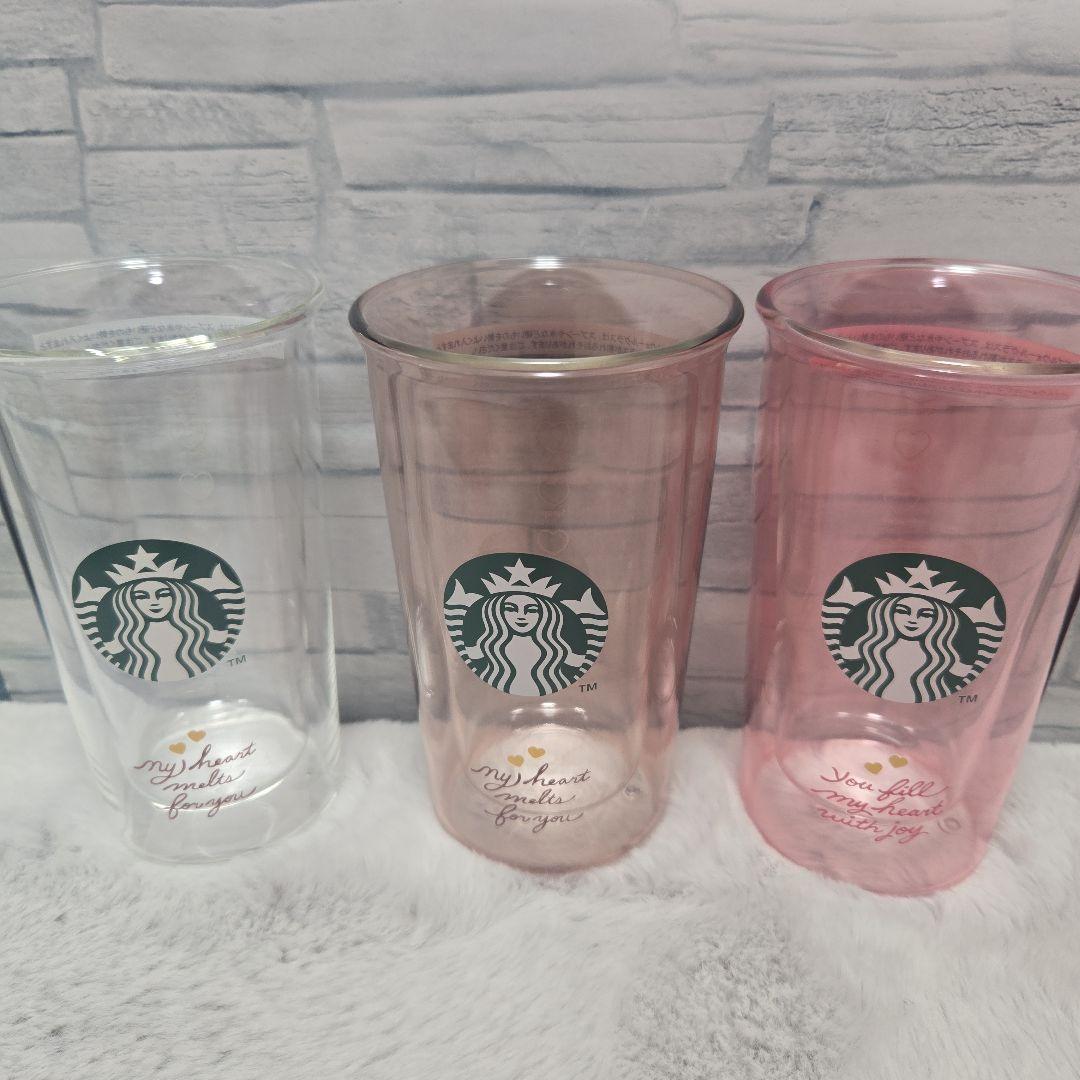 スタバ2026バレンタインダブルウォール耐熱グラス3点