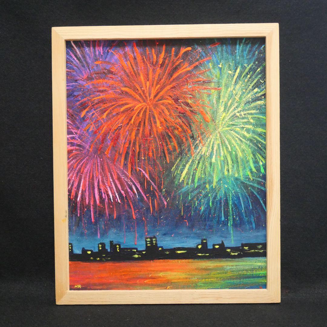 油絵 油彩 油彩画 絵 絵画【花火大会】