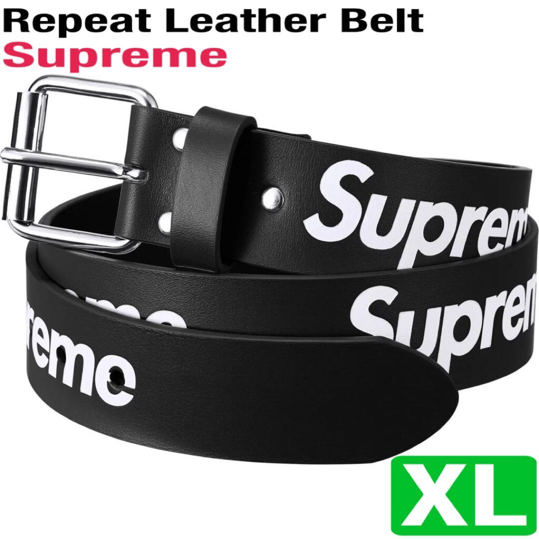 【XL】 Supreme Repeat Leather Belt Black