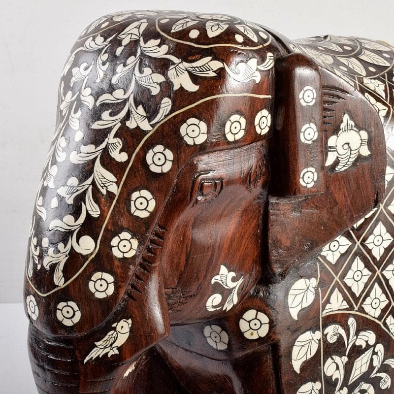 中国 唐木紫壇製 獣骨象嵌装飾 インド象 置物 V R4905B - メルカリ