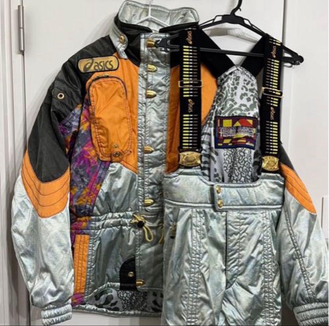 超希少 TEAM ASICS スキー スノーボードウェア 上下セット 中綿