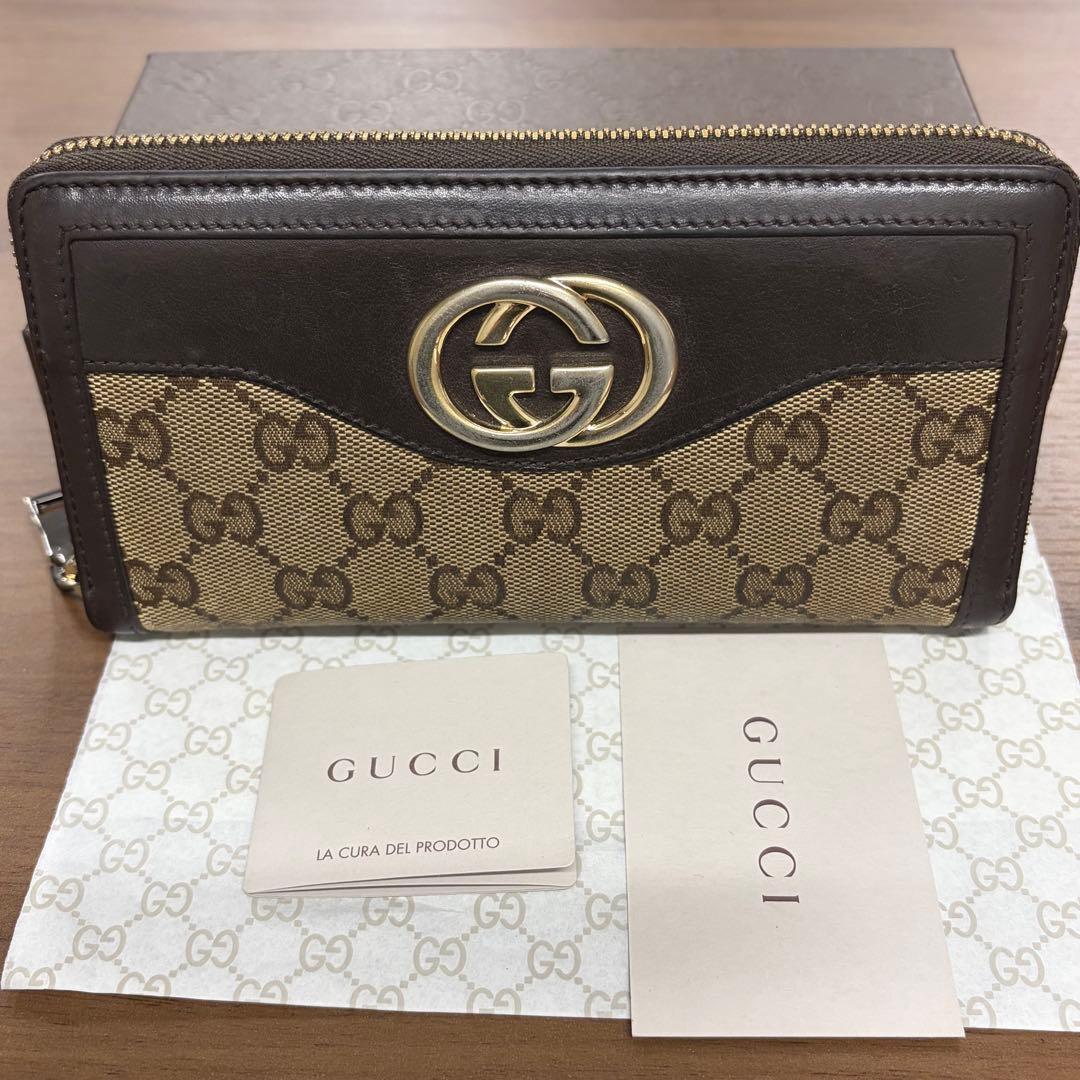 新品同様‼️ グッチ GUCCI 財布 長財布 GGキャンバス ラウンド