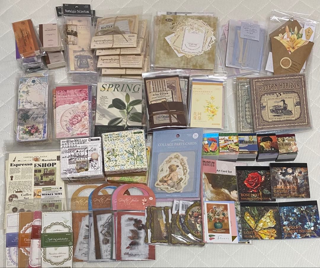 コラージュ素材100個セット 素材紙 100枚50柄 大容量 海外 コラージュ素材 セット デコレーション
