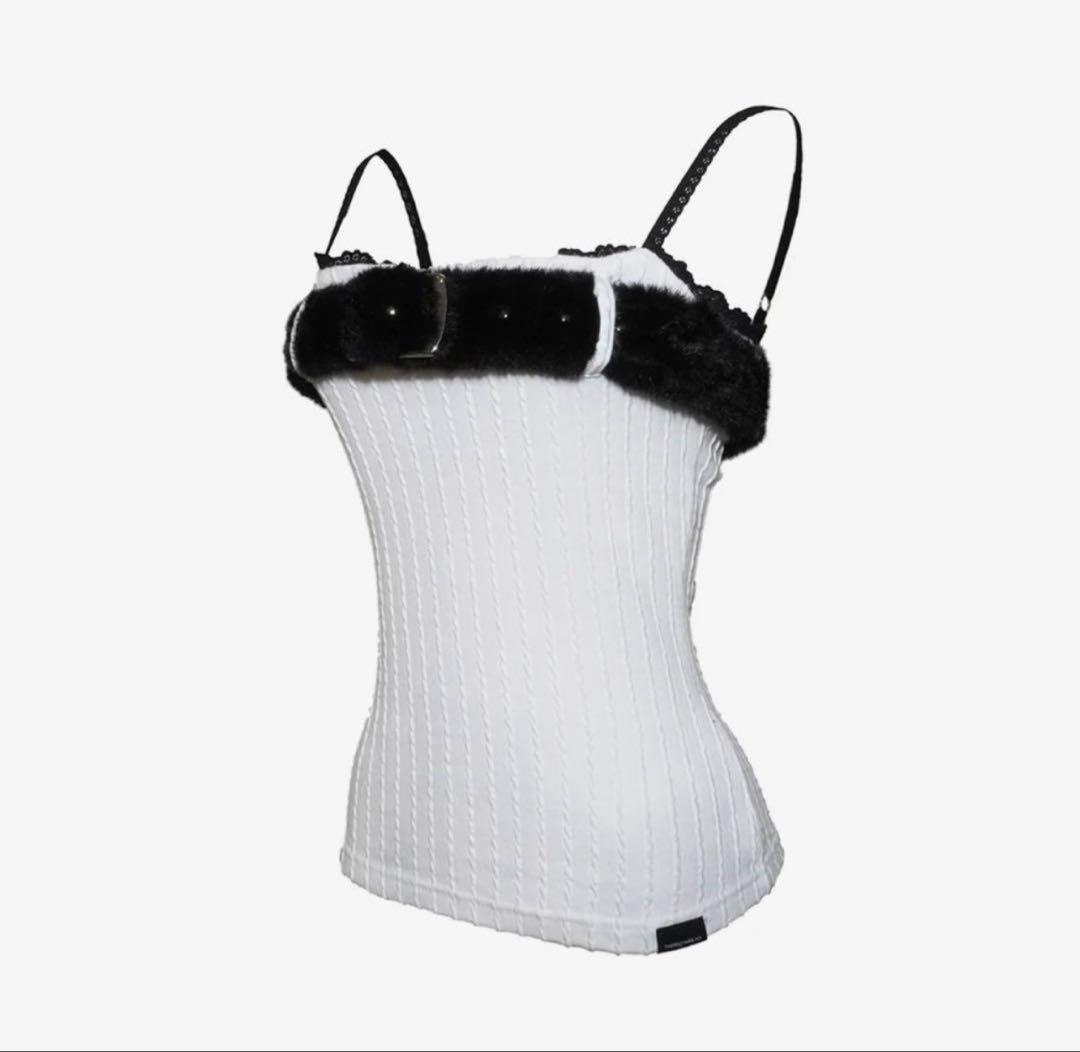 トップス theredthread S bold belt tops white