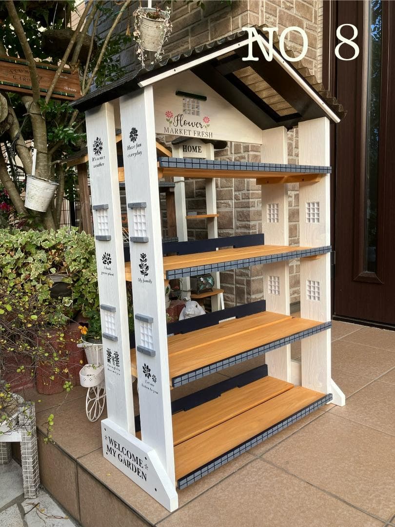 No8 三角屋根の簡単移動 FLOWERS MARKET FRESH 棚4段