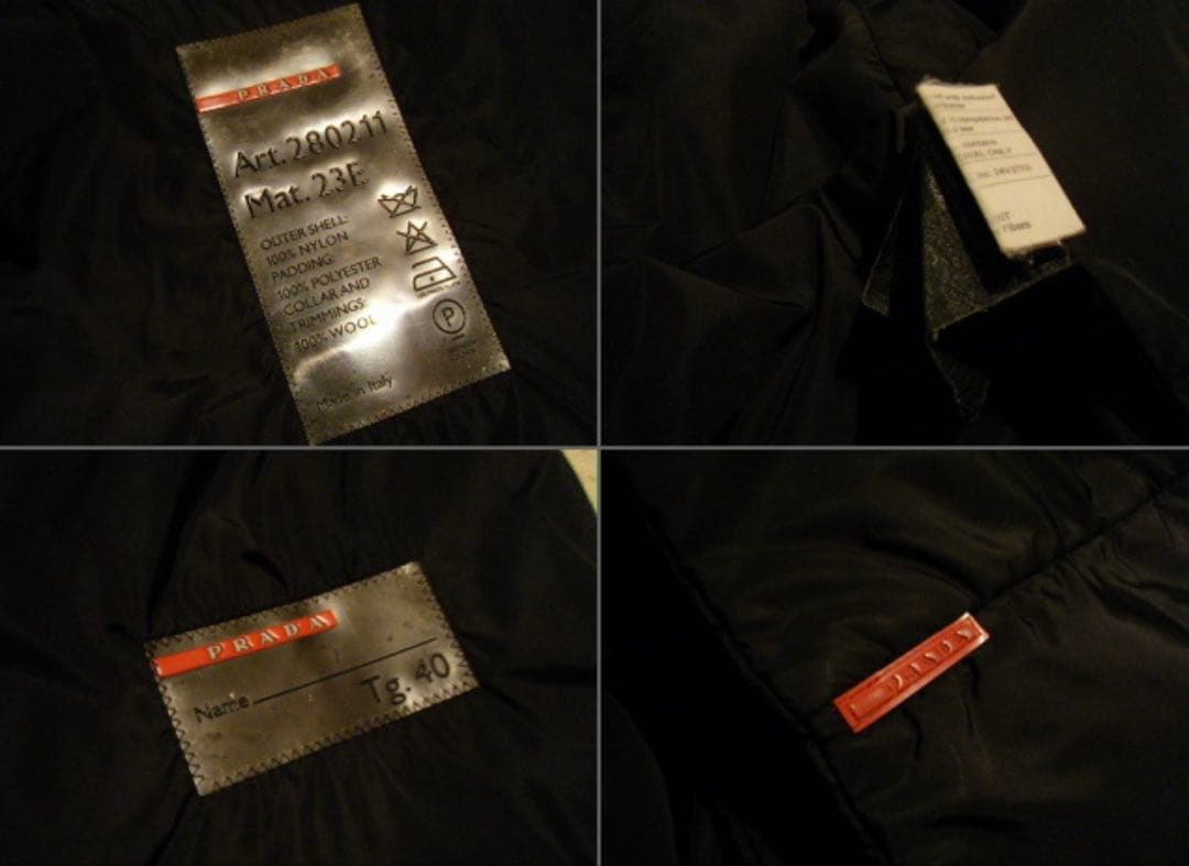 PRADASPORTナイロンジャケット中綿ダウンイタリア製プラダアウター黒40