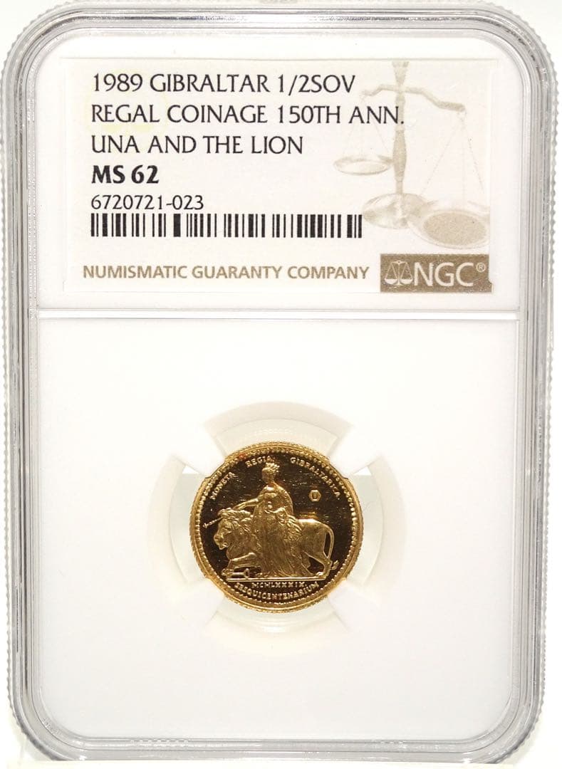 1989年 ウナとライオン 金貨 ハーフソブリン NGC コイン イギリス 古銭