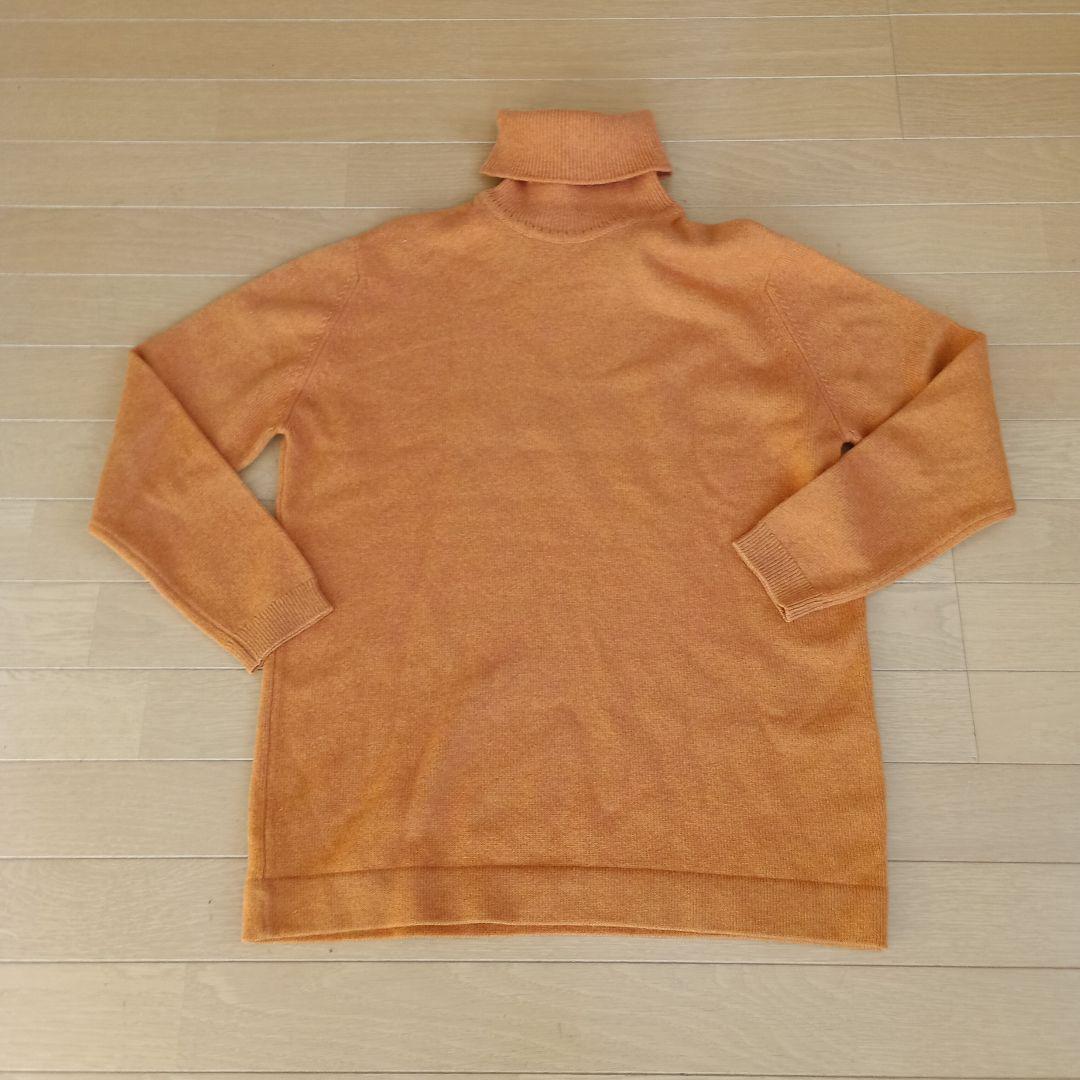 美品　HERMÈS 100%カシミヤタートル セーター　七分袖 　M　 オレンジ