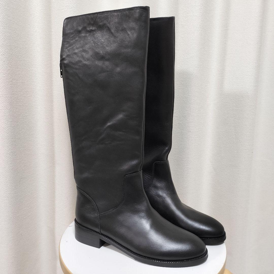 訳あり新品　REMME　レメ　バックジップ　ロングブーツ　ブラック　38　本革