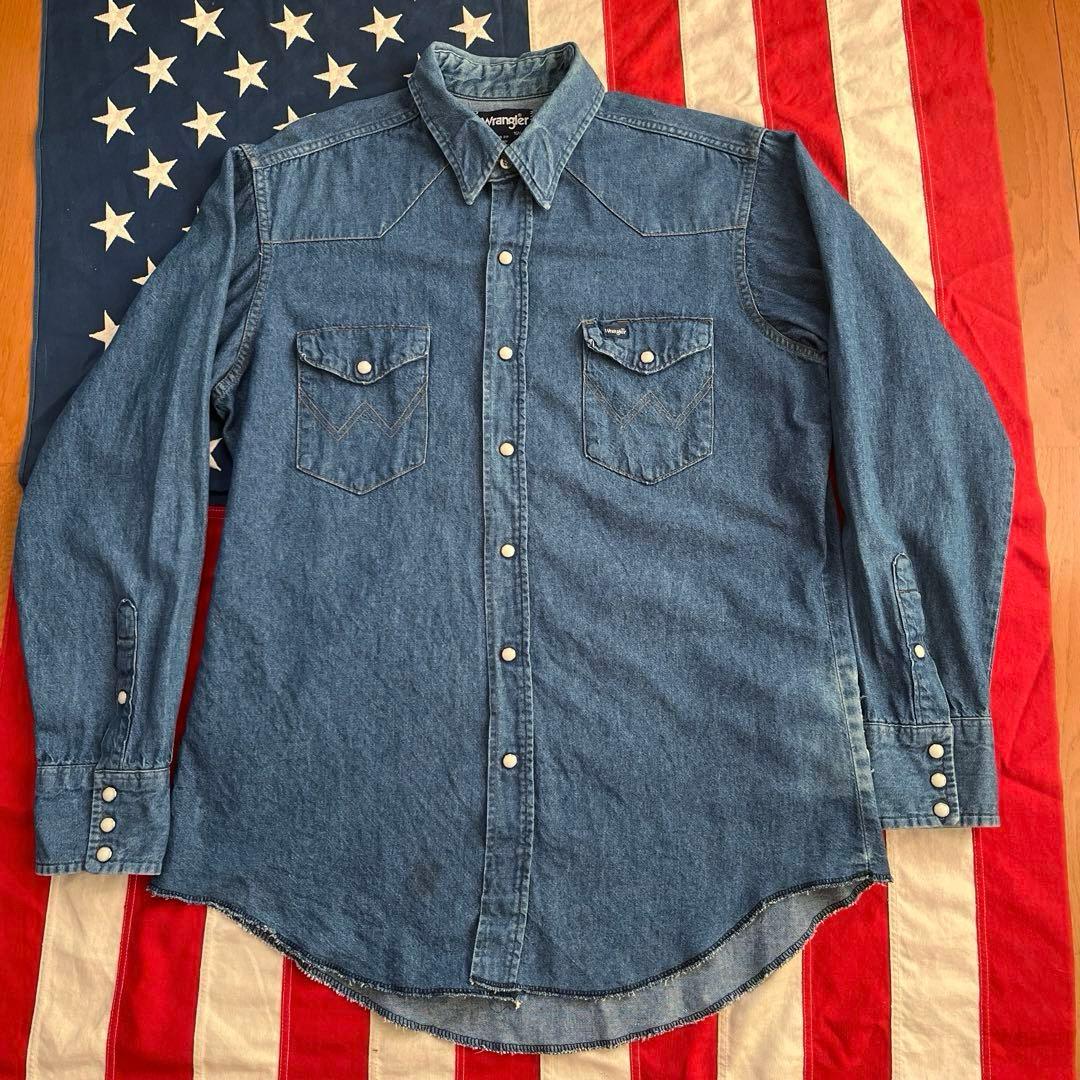 80s ラングラー 70127MW デニム ウエスタンシャツ 16 1/2-34 - メルカリ