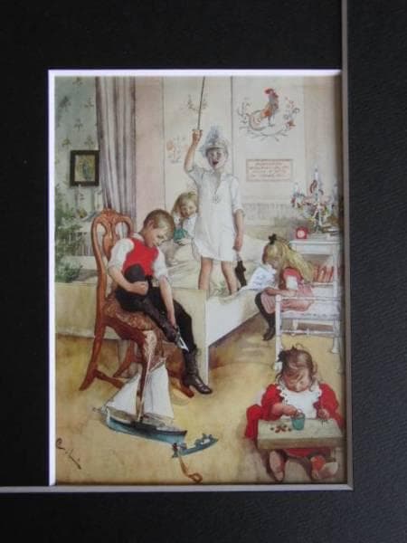 カール・ラーション、クリスマスの朝、希少画集画、新品額装付、状態良好