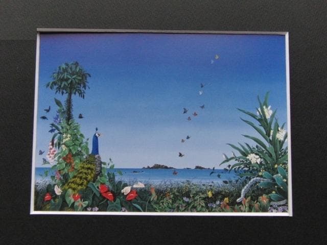 北久美子、【風花絵図】、希少な額装用画集より、新品額装付、状態良好