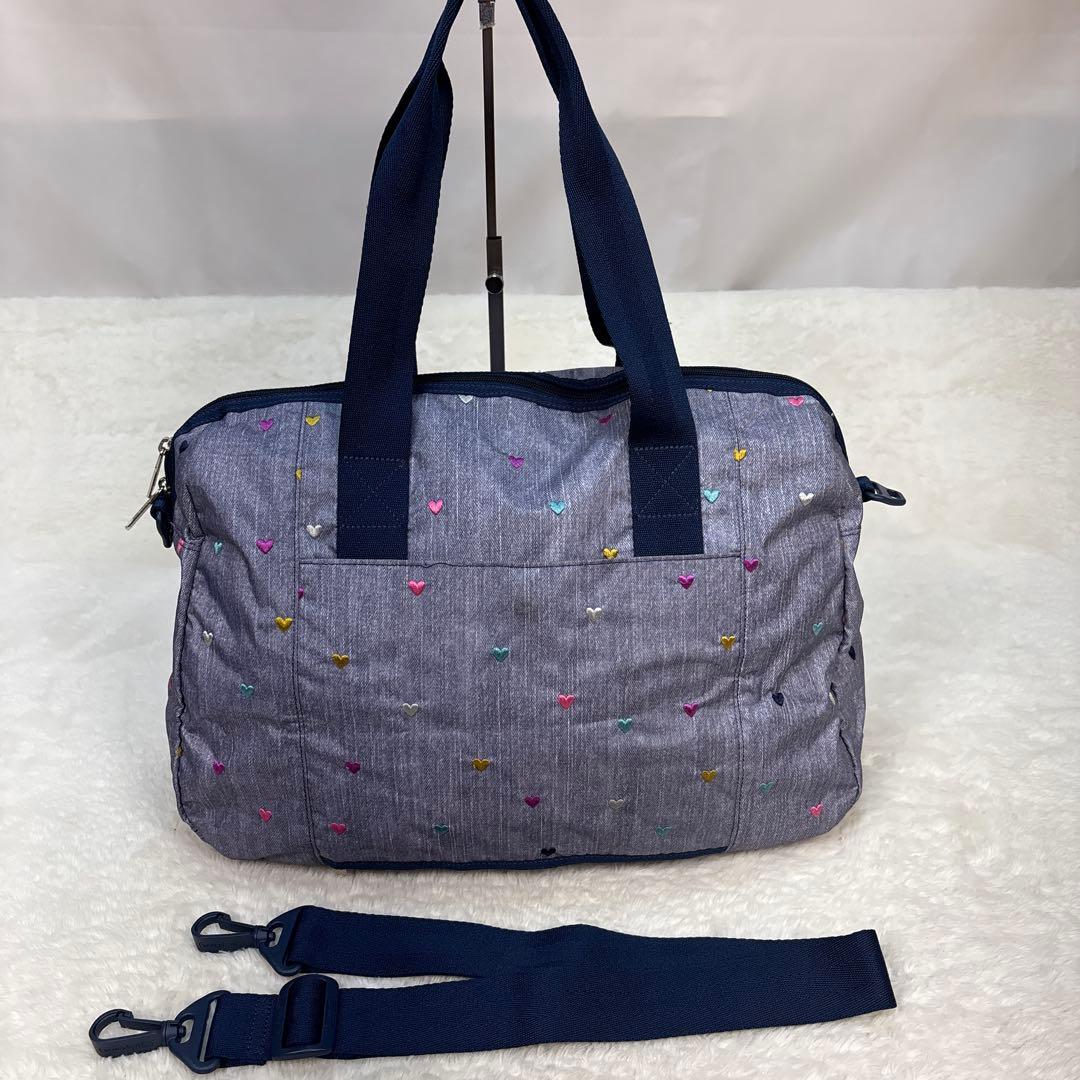 美品レスポートサック ショルダーバッグ　キャリーオン　デニム調　刺繍