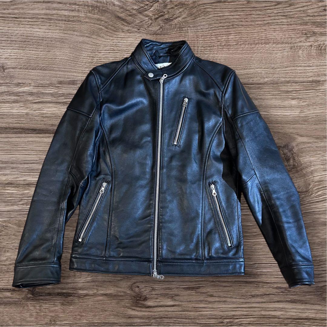 美品 ラトルトラップ 羊革 シングルライダースジャケット 黒 M メンズビギ y