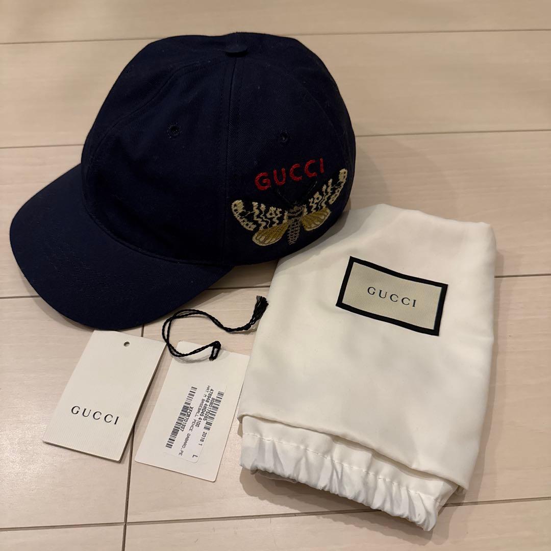 ゆな-GUCCI ネイビー キャップ 保存袋付き