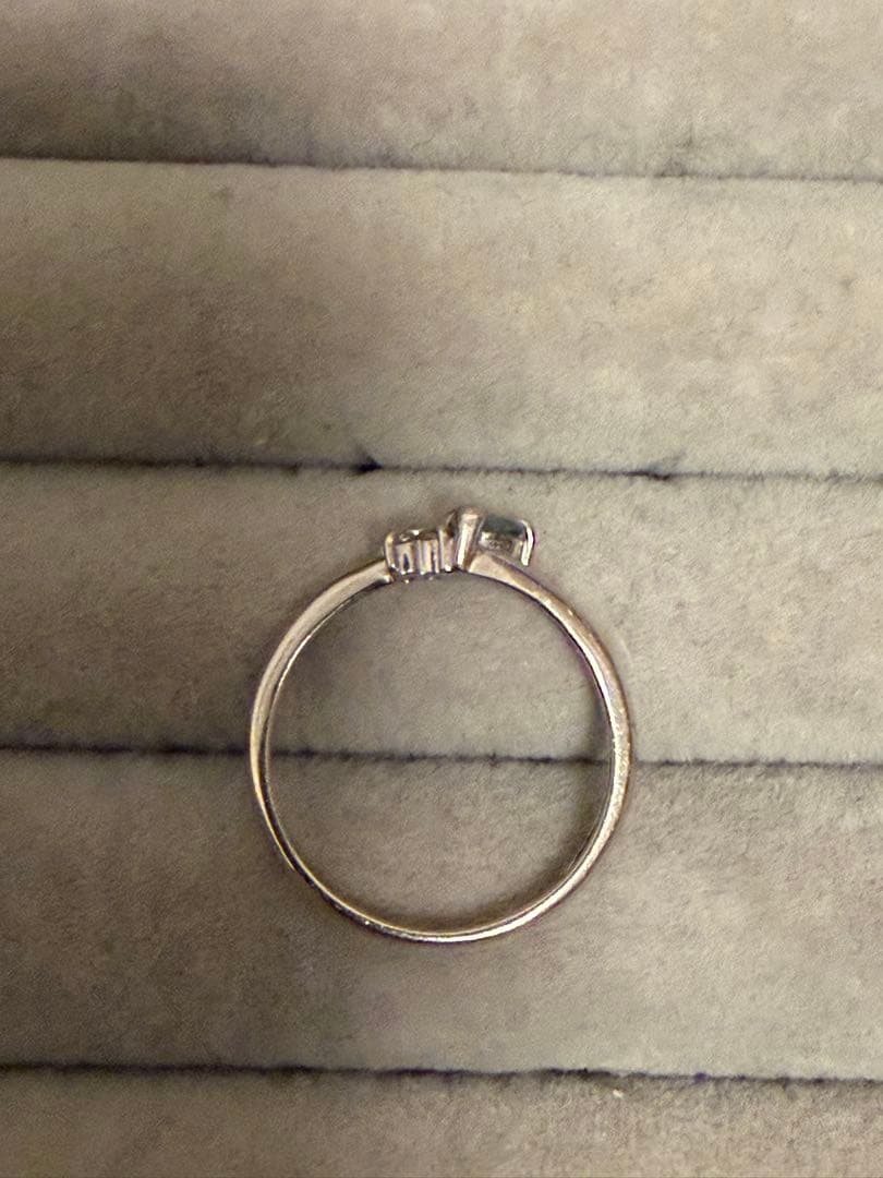 アクアマリン メレダイヤモンドリング K14 WG ホワイトゴールド 11号