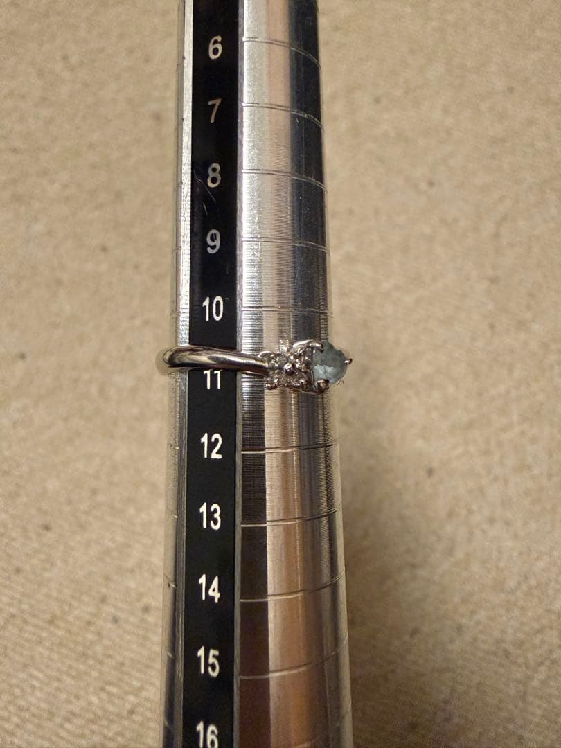 アクアマリン メレダイヤモンドリング K14 WG ホワイトゴールド 11号