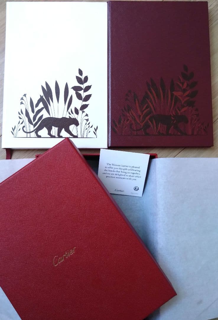 Cartier ノート2冊セット 白赤 豹デザイン　24時間限定！