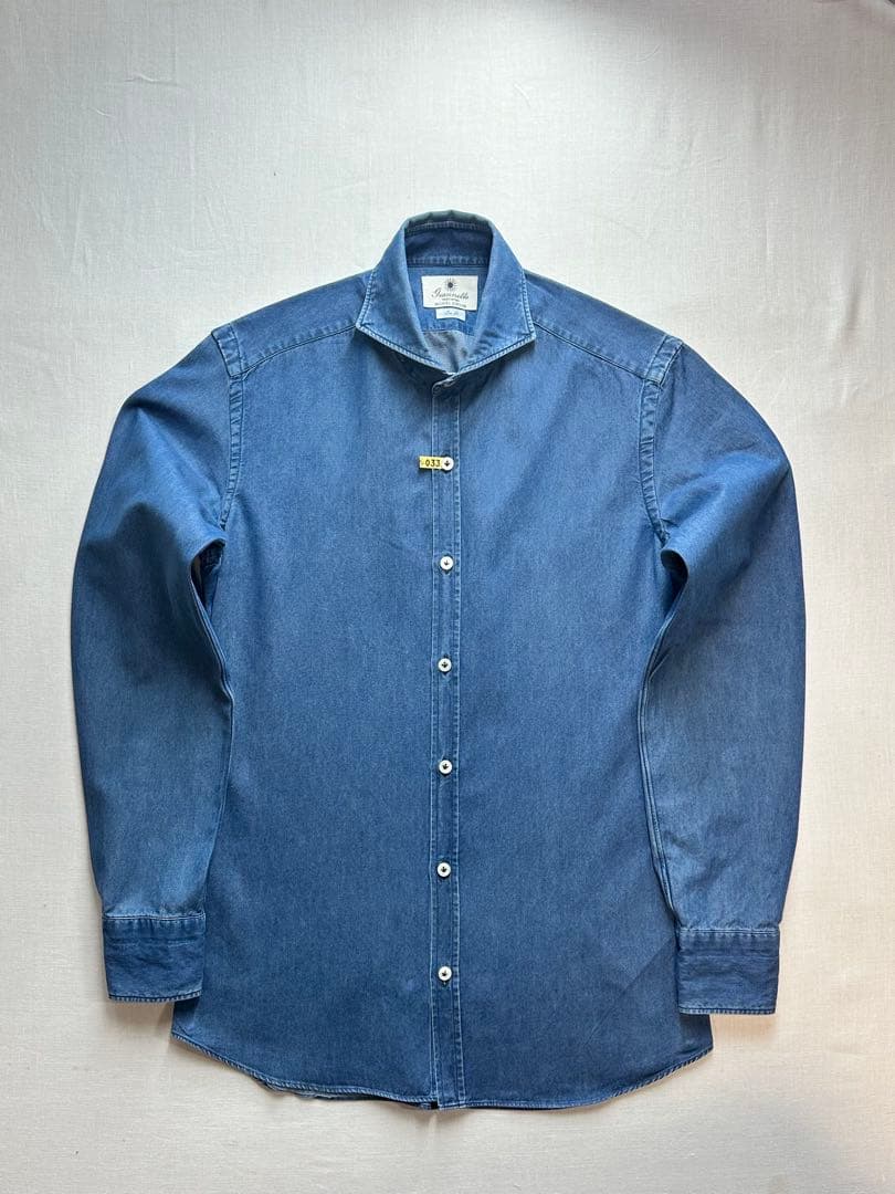 【美品クリーニング済】GANNETTOインディゴシャンブレーシャツXS3738 中古・古着通販】giannetto (ジャンネット) インディゴシャンブレー