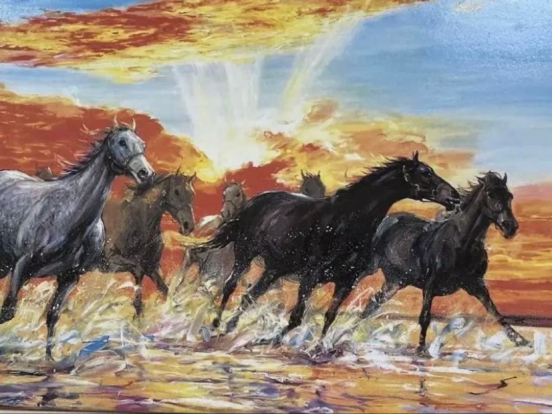 ＊中畑艸人＊額装済み陶板画・名馬優駿・優駿詩情・特別製作作品・美品・