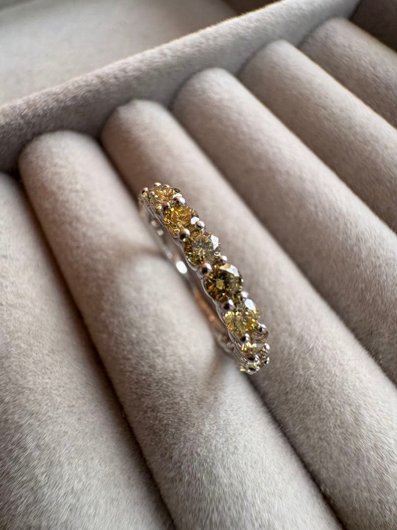 PT900 イエローダイヤ(0.93ct) ハーフエタニティリング✨