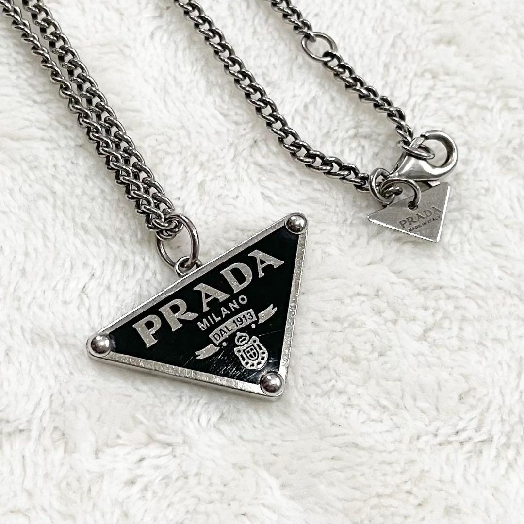ナ*コ様 PRADA ネックレス Ag925 ペンダント 三角プレート ロゴ チ