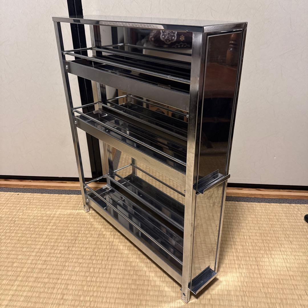 ディノス キッチン ステンレス製 大量スパイスステーション 3段