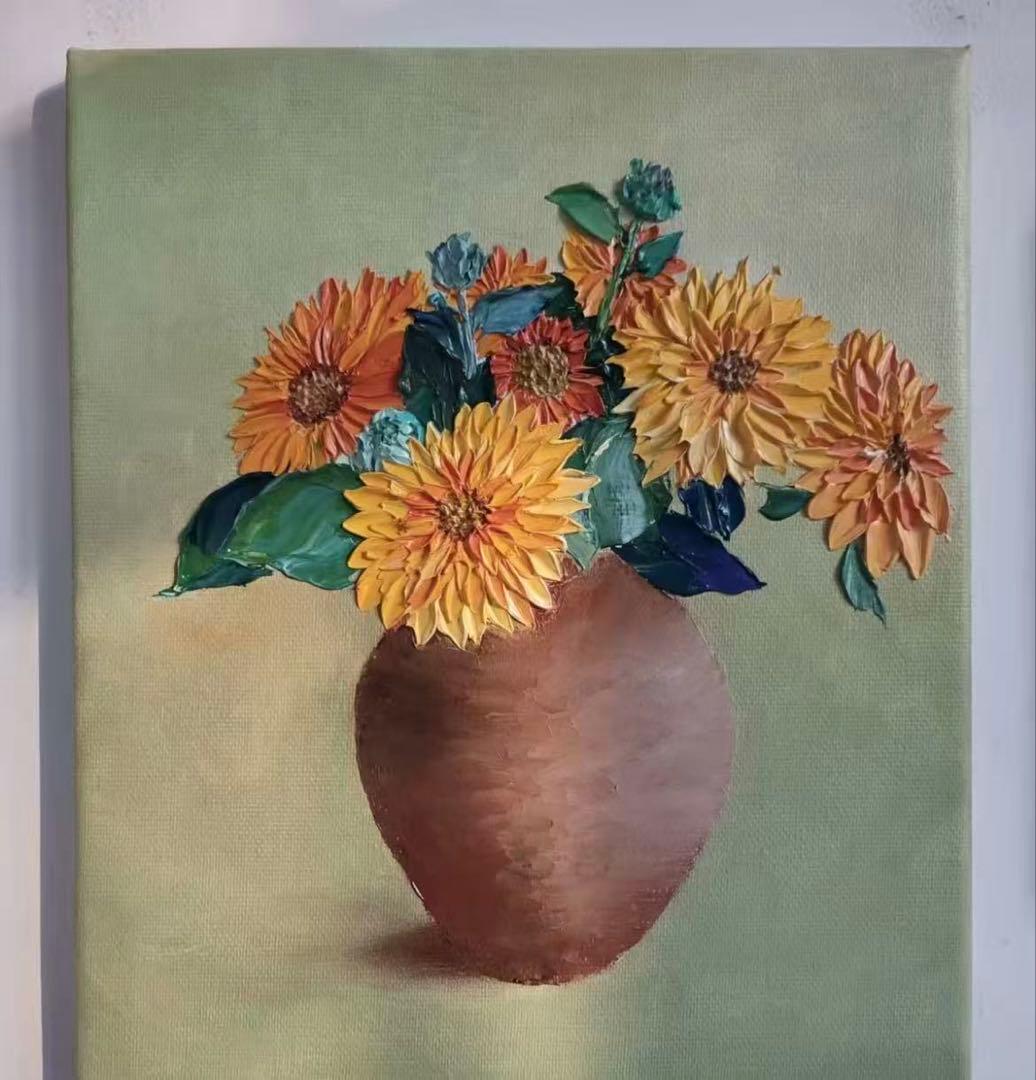 ダリアの花瓶油絵p7)