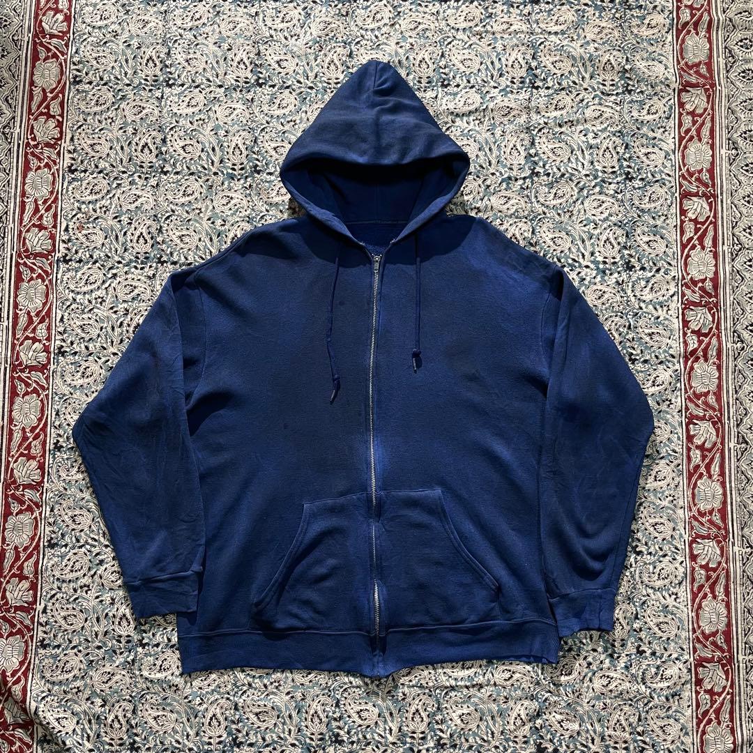 70s ボックス ジップパーカー フェード 短丈 ヴィンテージ 50s 60s