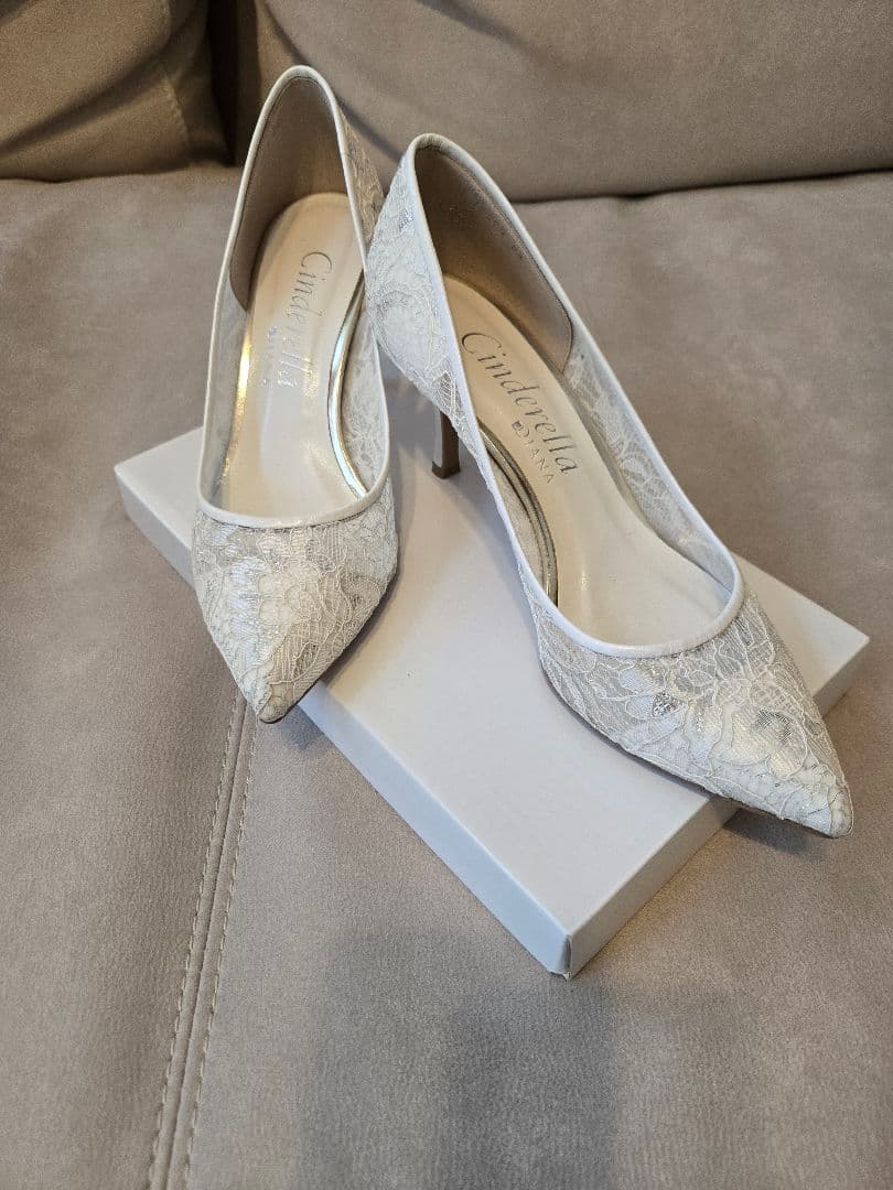 DIANA Cinderella ホワイト レース ハイヒール