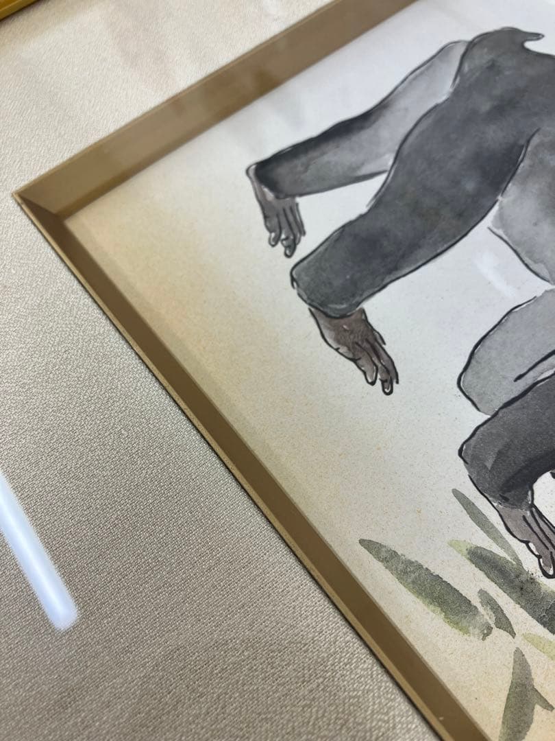 作者不明】水墨画・墨絵・動物画・猿 - メルカリ