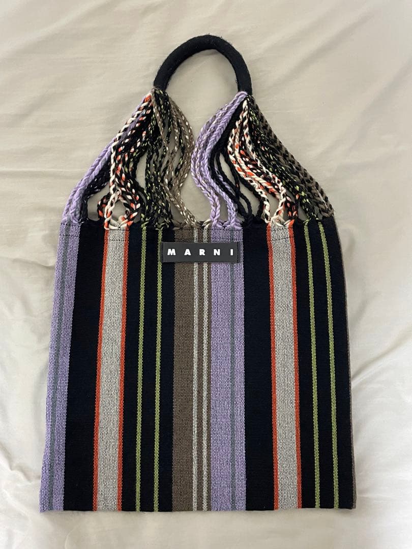 MARNI ストライプエコバッグ　ハンモックバック