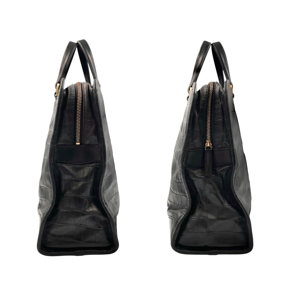 《超美品》ダニエル&ボブ ビジネス バッグ ブリーフケース 型押し レザー 黒系