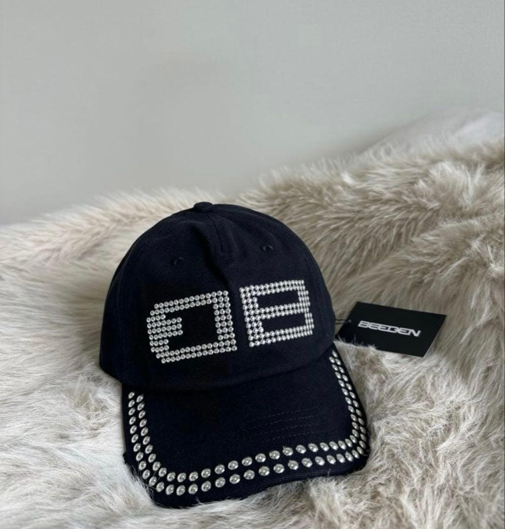 BEEDEN ストーン付き ベースボールキャップ 黒 ラインストーン キャップ 帽子[品番：OCGW0004257]｜ONE 4 PREMIUM