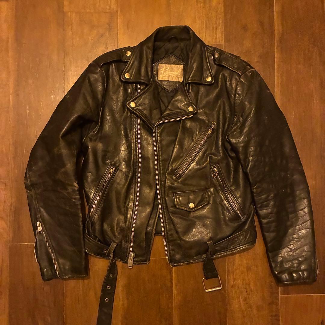 70s vintage レザーダブルライダースジャケット 古着