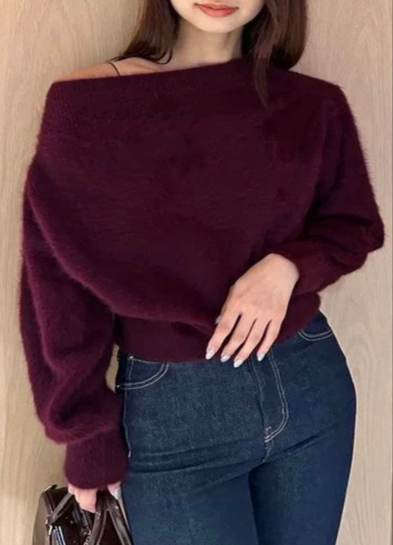 SNIDEL フォックスアルパカニット フォックスアルパカオフショルプルオーバー